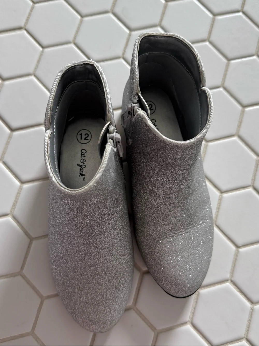 Silver Glitter Ankle Boots